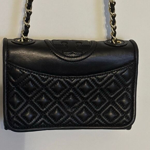 Tory Burch Fleming black soft leather quilted convertible purse crossbod shouldr - Picture 2 of 13